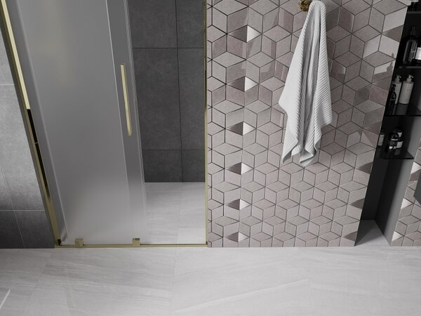 Mexen Velar L, usa de dus culisanta pentru deschidere 100 cm, sticla mat 8 mm, auriu lucios, 871-100-003-31-50