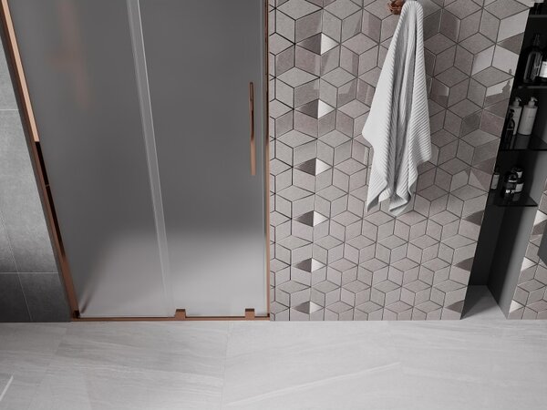 Mexen Velar L, usa de dus culisanta pana la deschidere 90 cm, sticla mat 8 mm, aur roz, 871-090-003-31-60