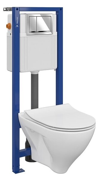 Set vas wc suspendat Mille Plus cu capac soft close, rezervor incastrat Aqua 02 si clapeta crom lucios