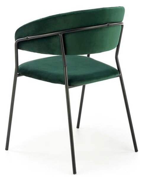 Scaun K426, verde inchis/negru, stofa catifelata/metal, 57x54x79 cm