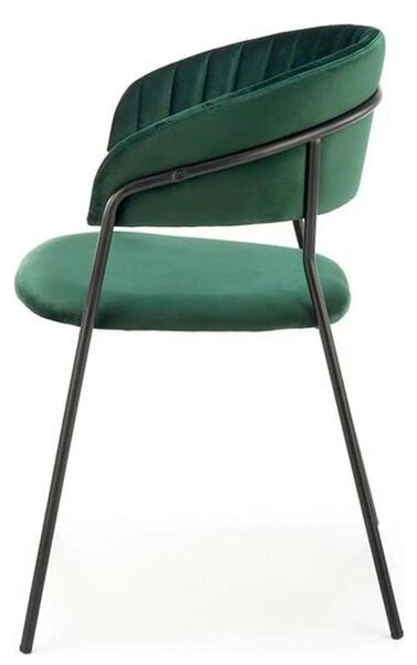 Scaun K426, verde inchis/negru, stofa catifelata/metal, 57x54x79 cm