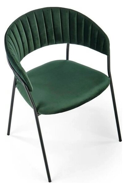 Scaun K426, verde inchis/negru, stofa catifelata/metal, 57x54x79 cm