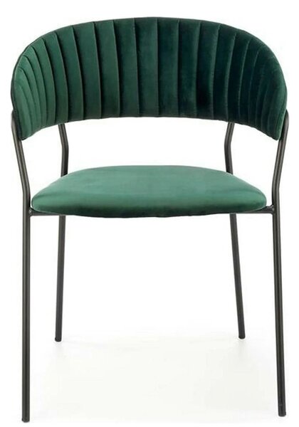 Scaun K426, verde inchis/negru, stofa catifelata/metal, 57x54x79 cm