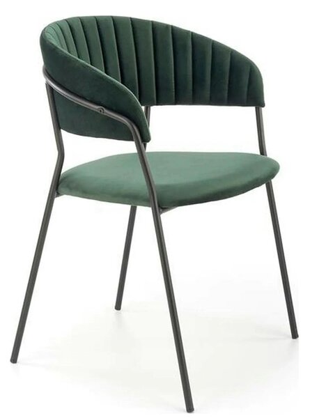 Scaun K426, verde inchis/negru, stofa catifelata/metal, 57x54x79 cm