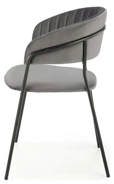 Scaun K426, gri/negru, stofa catifelata/metal, 57x54x79 cm