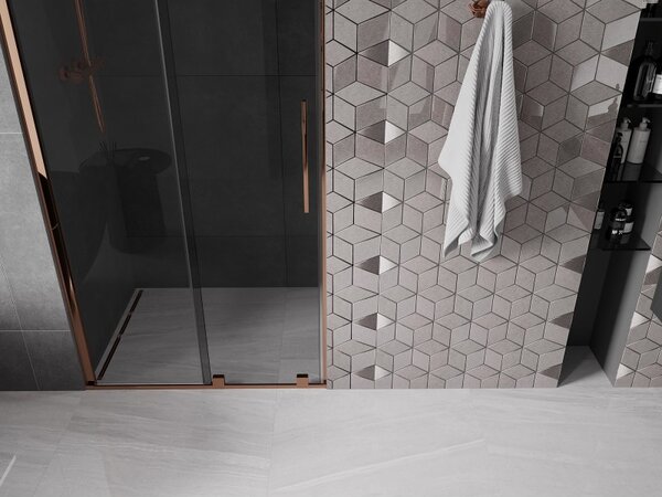 Mexen Velar L, usa de dus culisanta pentru deschidere 90 cm, sticla gri 8mm, aur roz, 871-090-003-41-60