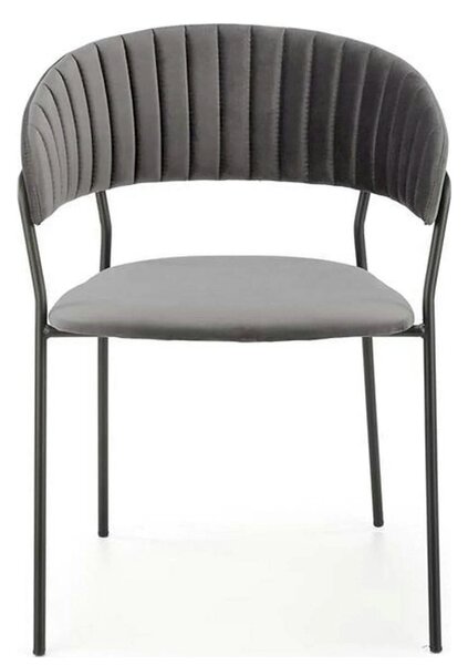 Scaun K426, gri/negru, stofa catifelata/metal, 57x54x79 cm