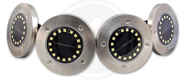 Set 4 lampi solare LED, tip tarus, autonomie 6-8h, IP44, 6500K, 40lm, 0,96W, 16 surse, argintiu