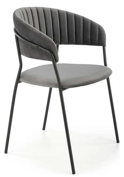 Scaun K426, gri/negru, stofa catifelata/metal, 57x54x79 cm