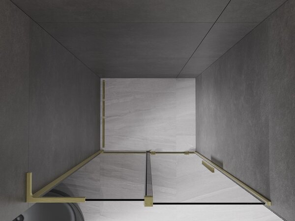 Mexen Velar L, usa de dus culisanta pentru deschidere 90 cm, sticla gri 8mm, auriu mat, 871-090-003-41-55