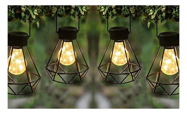 Lampa solara LED gradina, autonomie 6-8h, IP44, 3000K, 20lm, 0.1W, 5 surse, negru