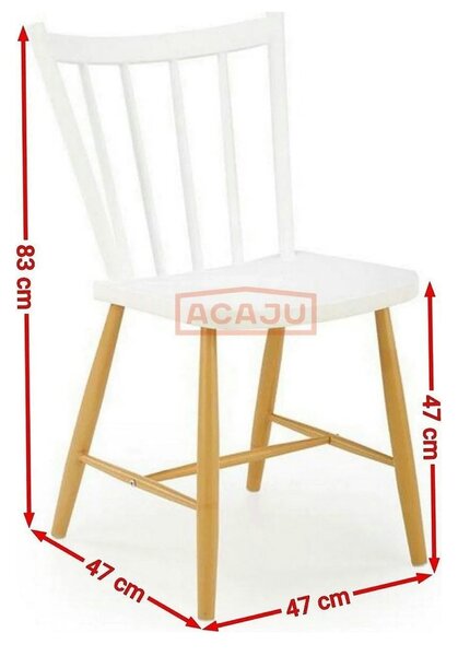 Scaun K419, alb/stejar, polipropilena, 47x47x83 cm
