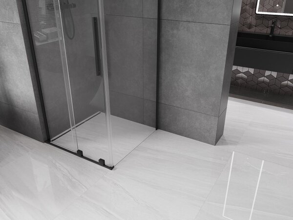 Mexen Velar L, cabină de duș cu ușă glisantă 90 x 90 cm, sticlă transparentă de 8 mm, negru mat, 871-090-090-03-70