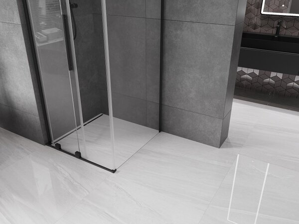 Mexen Velar L, cabină de duș cu ușă glisantă 90 x 90 cm, sticlă transparentă de 8 mm, negru mat, 871-090-090-03-70