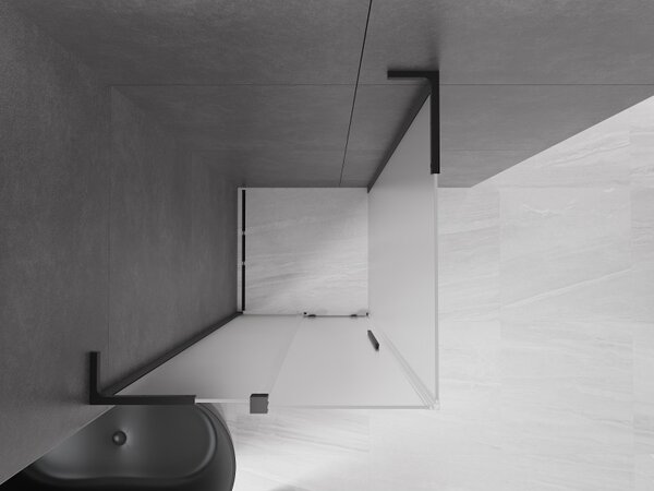 Mexen Velar L, cabină de duș cu ușă glisantă 90 x 90 cm, sticlă mată 8 mm, negru mat, 871-090-090-33-70