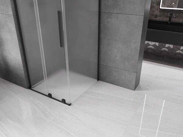 Mexen Velar L, cabină de duș cu ușă glisantă 90 x 90 cm, sticlă mată 8 mm, negru mat, 871-090-090-33-70