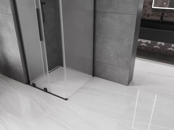 Mexen Velar L, cabină de duș cu ușă glisantă 90 x 90 cm, sticlă mată 8 mm, negru mat, 871-090-090-33-70