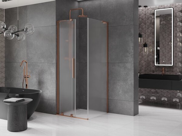 Mexen Velar L, duș cu ușă glisantă 110 x 110 cm, sticlă mată 8 mm, aur roz, 871-110-110-33-60
