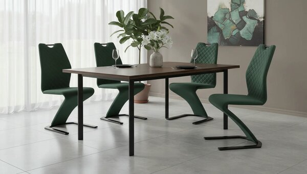 Scaun K442, verde inchis/negru, stofa catifelata/metal, 46x61x102 cm