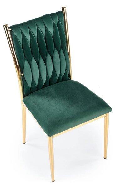 Scaun K436, verde/auriu, stofa catifelata/metal, 48x55x94 cm