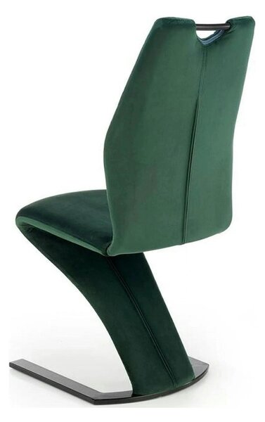 Scaun K442, verde inchis/negru, stofa catifelata/metal, 46x61x102 cm