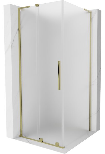 Mexen Velar L, colt de dus cu usa culisanta 90 x 90 cm, sticla mat 8 mm, auriu lucios, 871-090-090-33-50