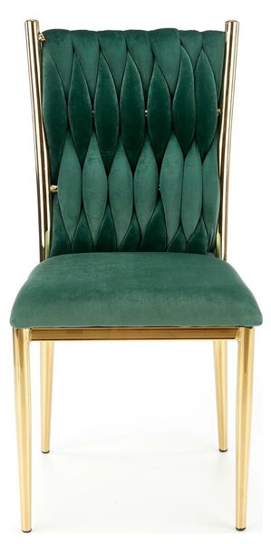 Scaun K436, verde/auriu, stofa catifelata/metal, 48x55x94 cm