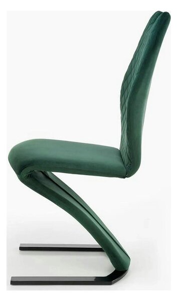 Scaun K442, verde inchis/negru, stofa catifelata/metal, 46x61x102 cm
