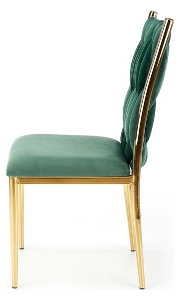 Scaun K436, verde/auriu, stofa catifelata/metal, 48x55x94 cm