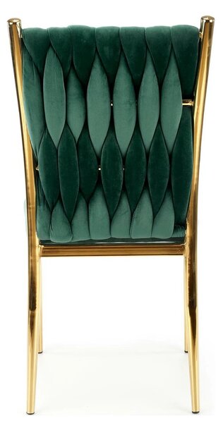 Scaun K436, verde/auriu, stofa catifelata/metal, 48x55x94 cm