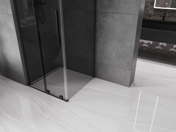 Mexen Velar L, cabină de duș cu ușă glisantă 90 x 90 cm, sticlă gri 8 mm, negru mat, 871-090-090-43-70