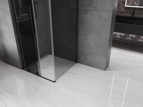 Mexen Velar L, cabină de duș cu ușă glisantă 90 x 90 cm, sticlă gri 8 mm, negru mat, 871-090-090-43-70