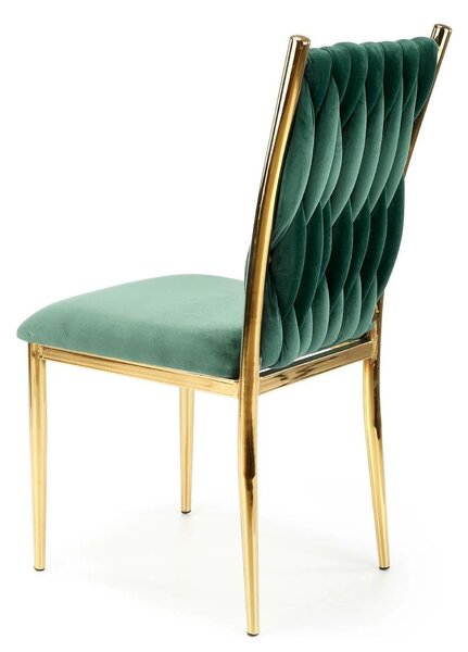 Scaun K436, verde/auriu, stofa catifelata/metal, 48x55x94 cm