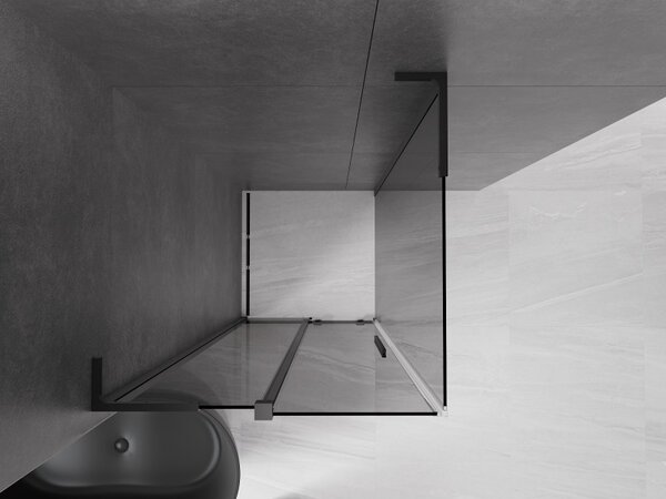 Mexen Velar L, cabină de duș cu ușă glisantă 90 x 90 cm, sticlă gri 8 mm, negru mat, 871-090-090-43-70