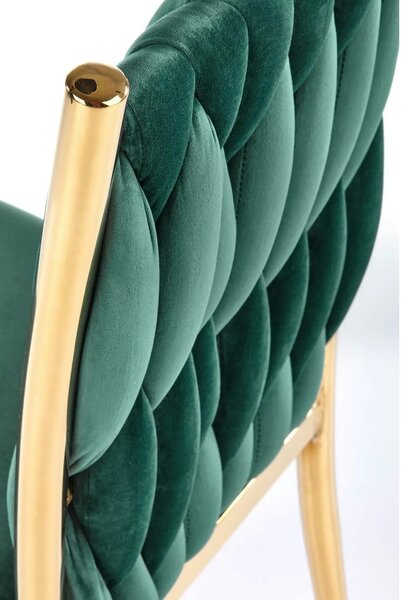 Scaun K436, verde/auriu, stofa catifelata/metal, 48x55x94 cm