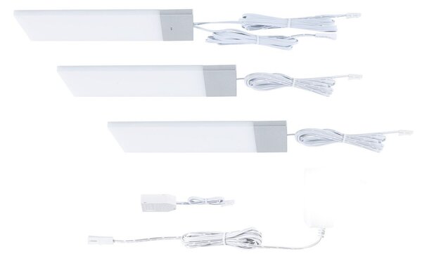 Paulmann Lampă LED pentru dulapuri de jos Bredo, cu senzor, set 3 bucăți, Metalic, Bucătărie, Plastic, Modern