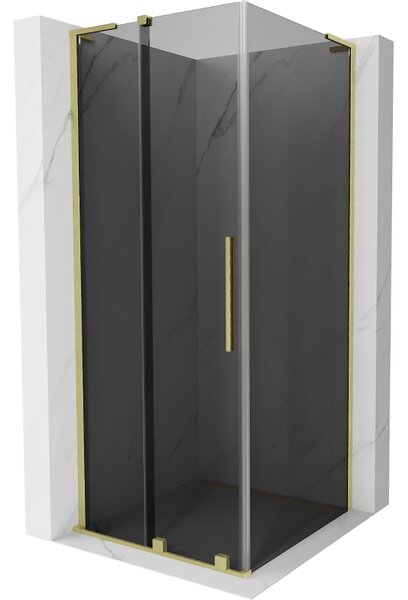 Mexen Velar L, cabină de duș cu ușă glisantă 90 x 90 cm, sticlă gri 8 mm, auriu mat, 871-090-090-43-55