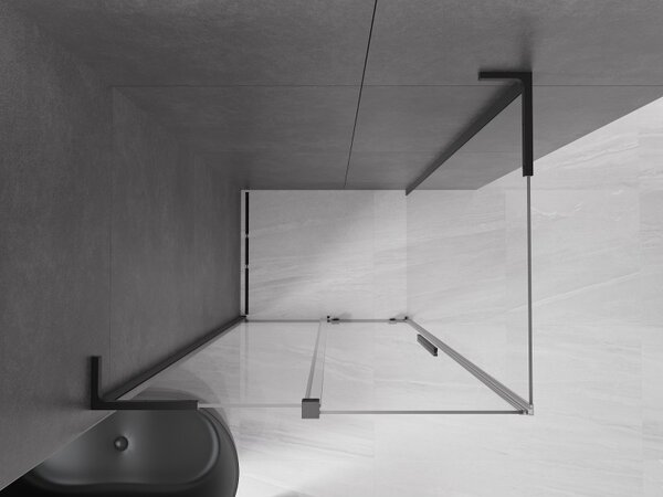 Mexen Velar L, cabină de duș cu ușă glisantă 90 x 70 cm, sticlă transparentă de 8 mm, negru mat, 871-090-070-03-70