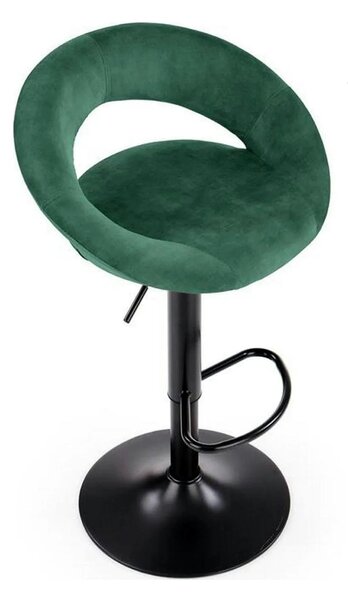 Scaun bar H102, verde inchis/negru, stofa catifelata/otel, 53x48x100 c