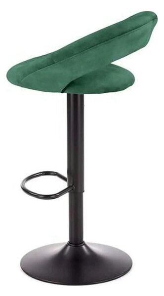Scaun bar H102, verde inchis/negru, stofa catifelata/otel, 53x48x100 c