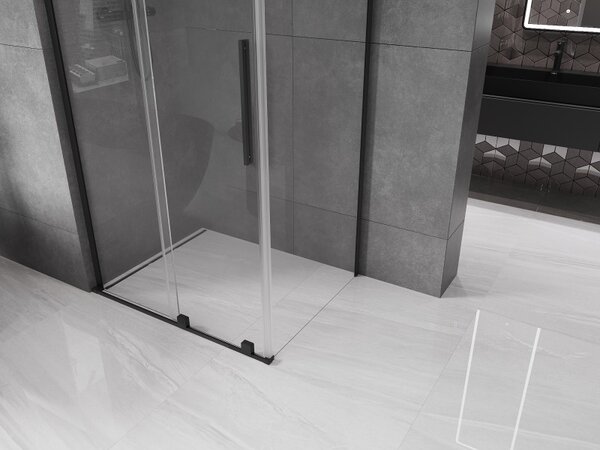 Mexen Velar L, cabină de duș cu ușă glisantă 90 x 70 cm, sticlă transparentă de 8 mm, negru mat, 871-090-070-03-70
