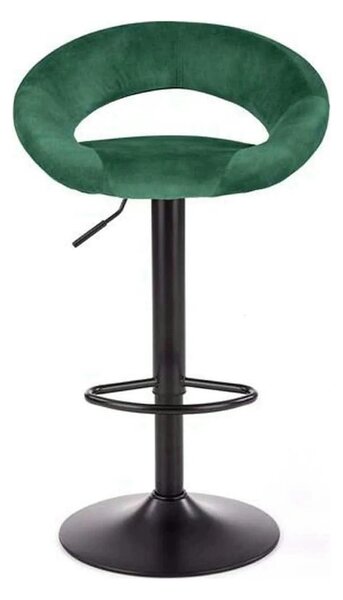 Scaun bar H102, verde inchis/negru, stofa catifelata/otel, 53x48x100 c