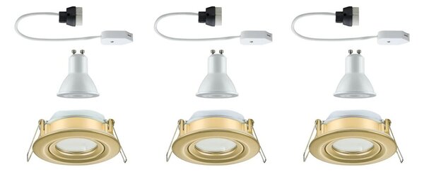 Paulmann Spot LED încastrat Nova, set de 3 bucăți, auriu, dimabil, IP65, 2700K, reglabil, Auriu / Alamă, Baie, Aluminiu, Modern, Corpuri de iluminat încastrate rotunde