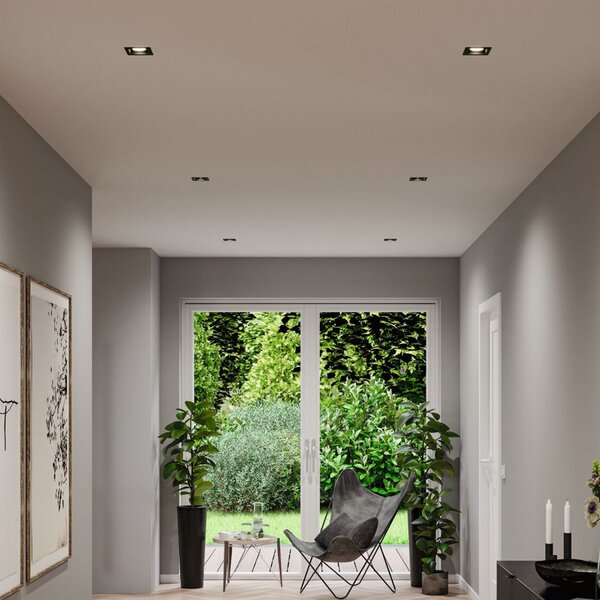 Paulmann Spot LED de încastrare Cole Coin, negru, unghiular, IP44, dimabil, set, reglabil, Negru, Baie, Aluminiu, Modern, Plafon încastrat