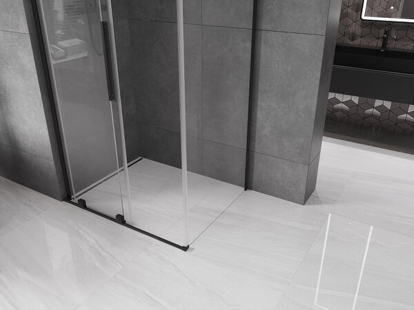 Mexen Velar L, cabină de duș cu ușă glisantă 90 x 70 cm, sticlă transparentă de 8 mm, negru mat, 871-090-070-03-70