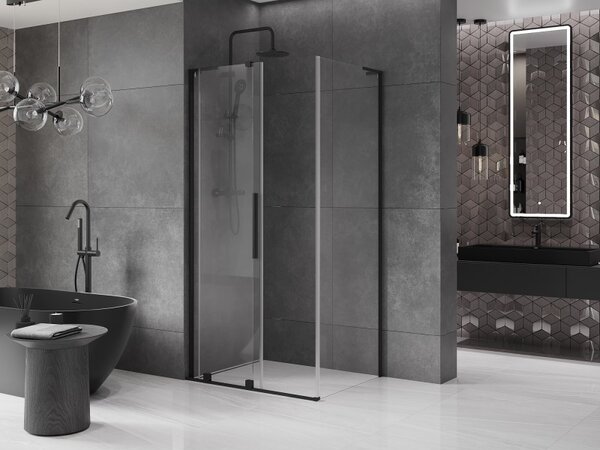 Mexen Velar L, cabină de duș cu ușă glisantă 90 x 70 cm, sticlă transparentă de 8 mm, negru mat, 871-090-070-03-70