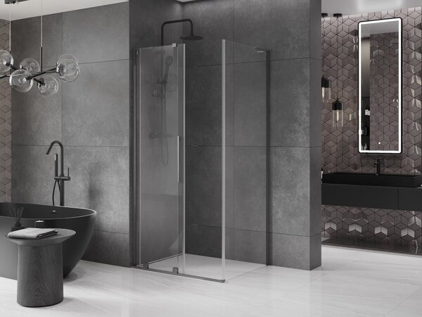 Mexen Velar L, cabină de duș cu ușă glisantă 120 x 80 cm, sticlă transparentă de 8 mm, grafit lustruit, 871-120-080-03-66