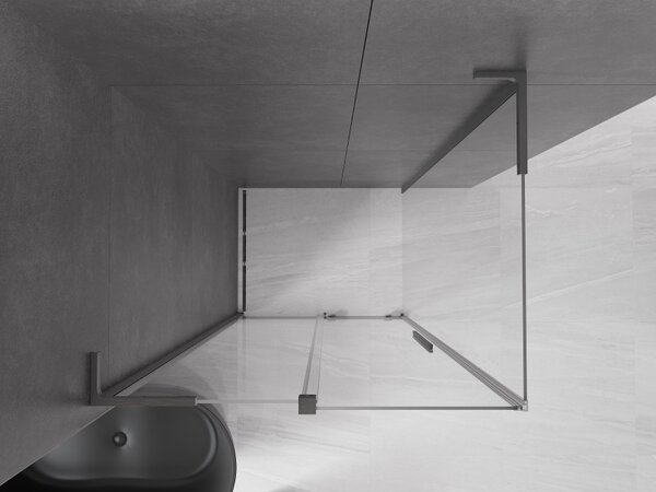 Mexen Velar L, cabină de duș cu ușă glisantă 120 x 80 cm, sticlă transparentă de 8 mm, grafit lustruit, 871-120-080-03-66