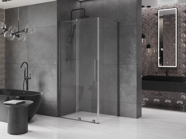 Mexen Velar L, cabină de duș cu ușă glisantă 120 x 80 cm, sticlă transparentă de 8 mm, grafit lustruit, 871-120-080-03-66
