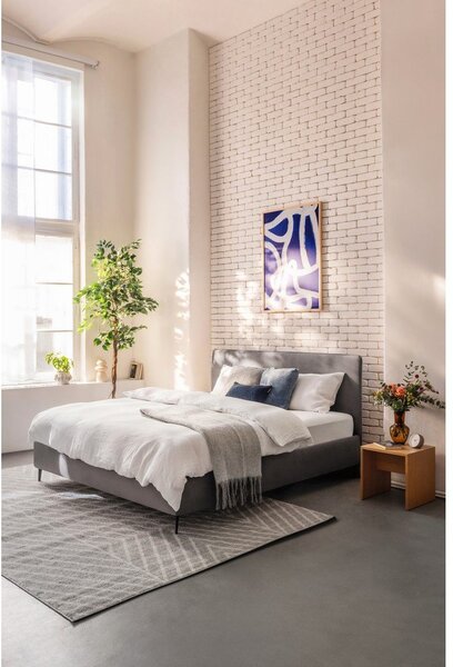 Pat matrimonial gri tapițat cu somieră 160x200 cm Noira Slim – Bonami Selection